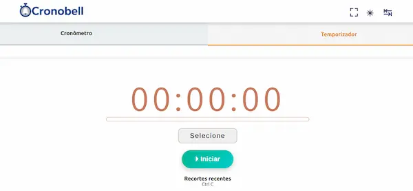 Temporizador online em uso